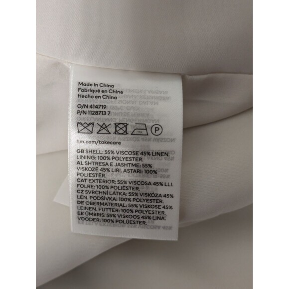 H&M Ivory Linen Blend Double Breasted Single Button Blazer Jacket sz XL Office - Picture 9 of 10